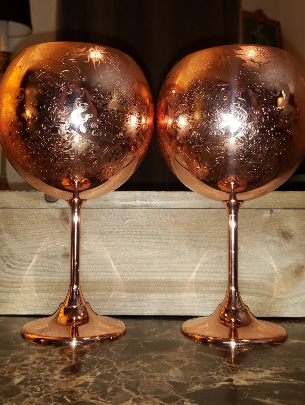 Absolut Elyx Etched Copper Balloon CupsSet Of Two (2)